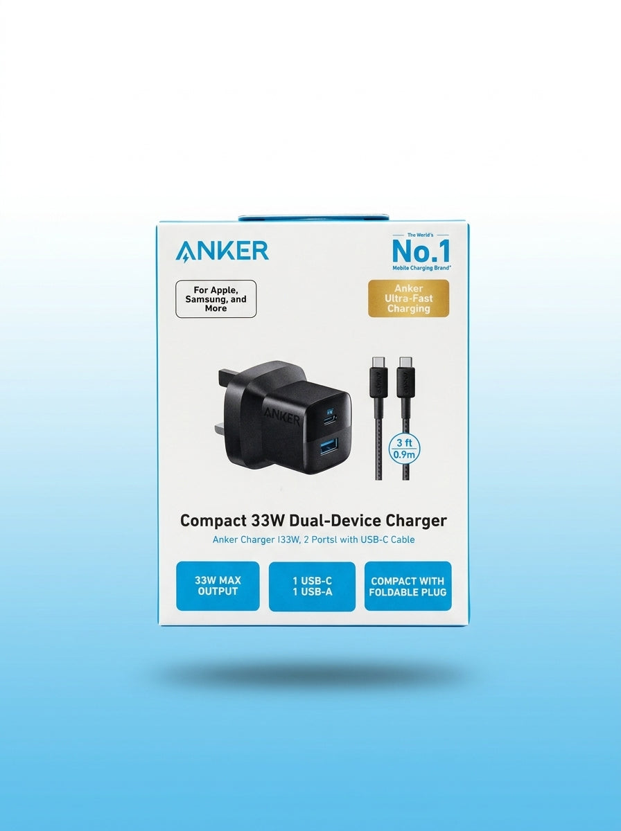 ANKER Compact 33W Dual-Device Wall Charger (Stylish Fast Charger)
